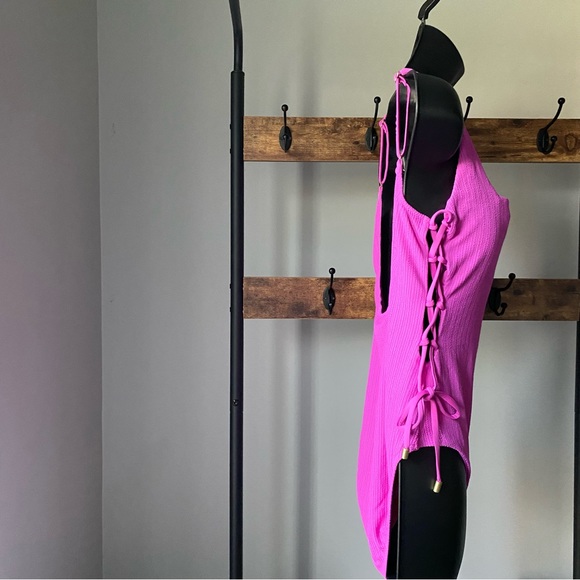 SANCTUARY women’s Sandbar Solids Lace-Up One-Piece Swimsuit in amethyst size L - Picture 8 of 8